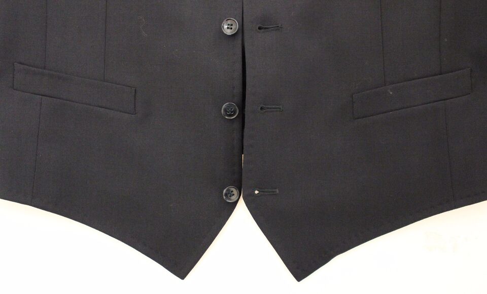 Dolce & Gabbana Graues gestreiftes Wollseidenkleid Weste Gilet