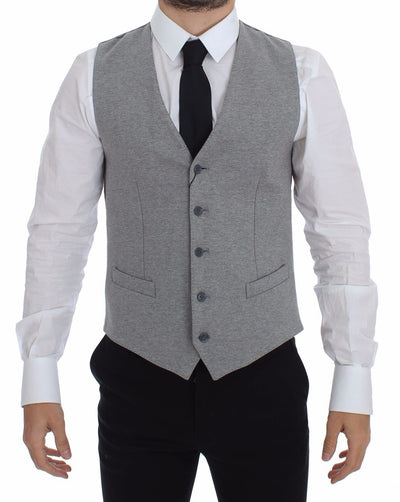 Dolce & Gabbana Graues Baumwoll-Stretch-Kleid Weste Blazer