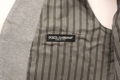 Dolce & Gabbana Graues Baumwoll-Stretch-Kleid Weste Blazer