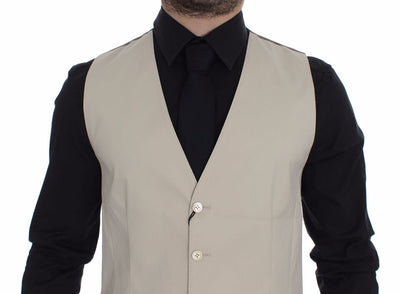 Dolce & Gabbana Beige Baumwolle Stretch Kleid Weste Blazer