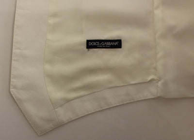 Dolce & Gabbana Weißes Baumwoll-Seidengemisch Kleid Weste Blazer