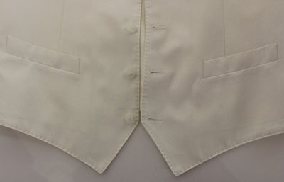 Dolce & Gabbana Weißes Baumwoll-Seidengemisch Kleid Weste Blazer