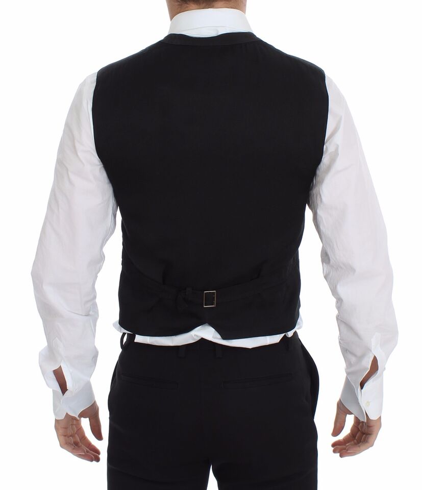 Dolce & Gabbana Schwarzes Baumwoll-Viskose-Kleid Weste Blazer