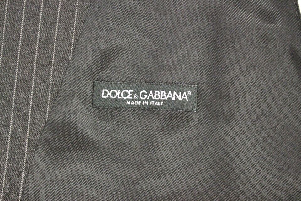 Dolce & Gabbana Graue gestreifte einreihige Wollweste
