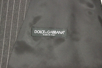 Dolce & Gabbana Graue gestreifte einreihige Wollweste