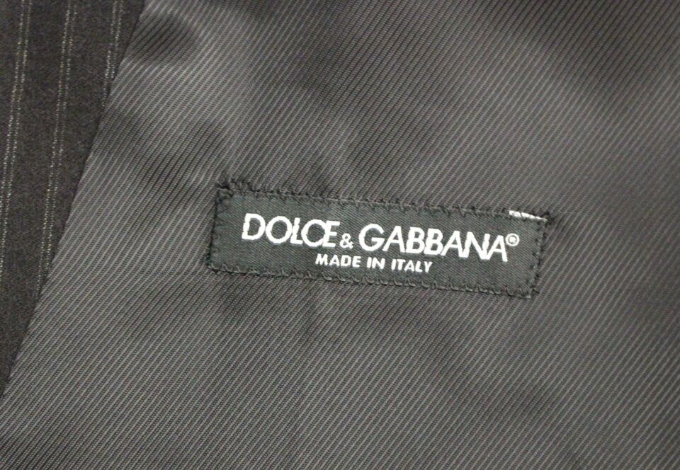 Dolce & Gabbana Schwarz gestreifte einreihige Wollweste