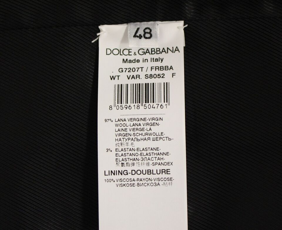 Dolce & Gabbana Grau gestreifte Woll-Logo-Weste Gilet Weste