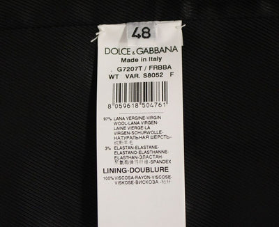 Dolce & Gabbana Grau gestreifte Woll-Logo-Weste Gilet Weste