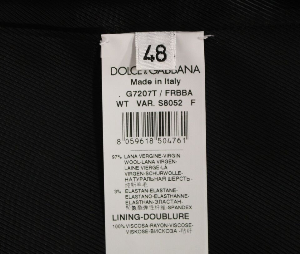 Dolce & Gabbana Grau gestreifte Woll-Logo-Weste Gilet Weste