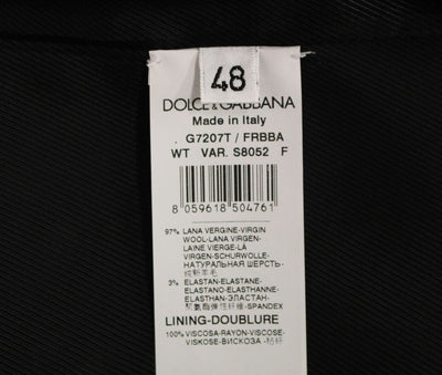 Dolce & Gabbana Grau gestreifte Woll-Logo-Weste Gilet Weste