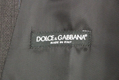 Dolce & Gabbana Grau gestreifte Woll-Logo-Weste Gilet Weste