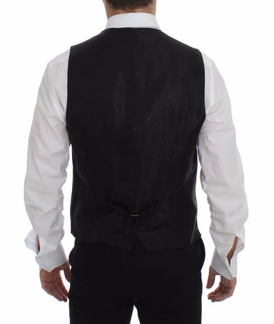 Dolce & Gabbana Schwarz gestreifte Wollweste Logo Gilet Weste