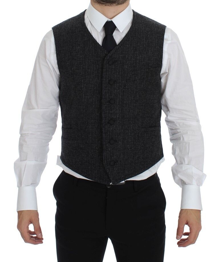 Dolce & Gabbana Graue Wollmischung Weste Gilet Weste