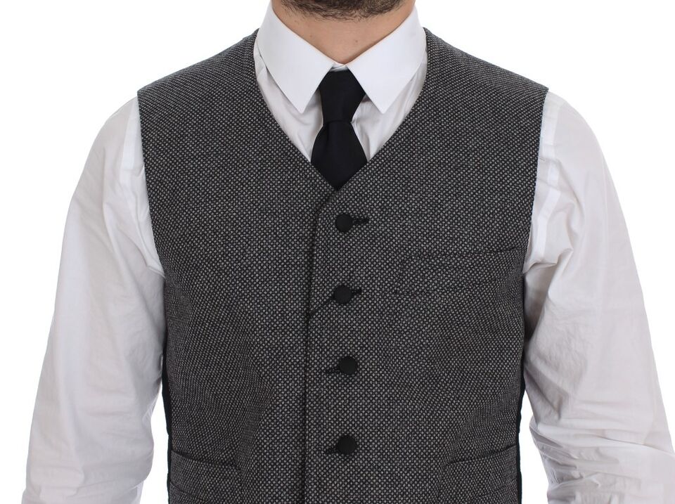 Dolce & Gabbana Graue Logo-Weste aus Baumwollmischung Gilet Weste