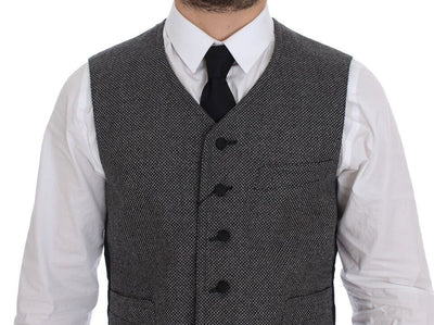 Dolce & Gabbana Graue Logo-Weste aus Baumwollmischung Gilet Weste