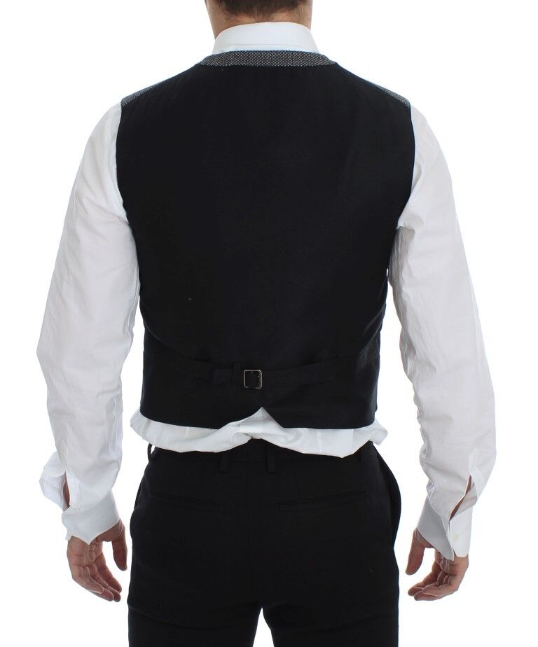 Dolce & Gabbana Graue Logo-Weste aus Baumwollmischung Gilet Weste