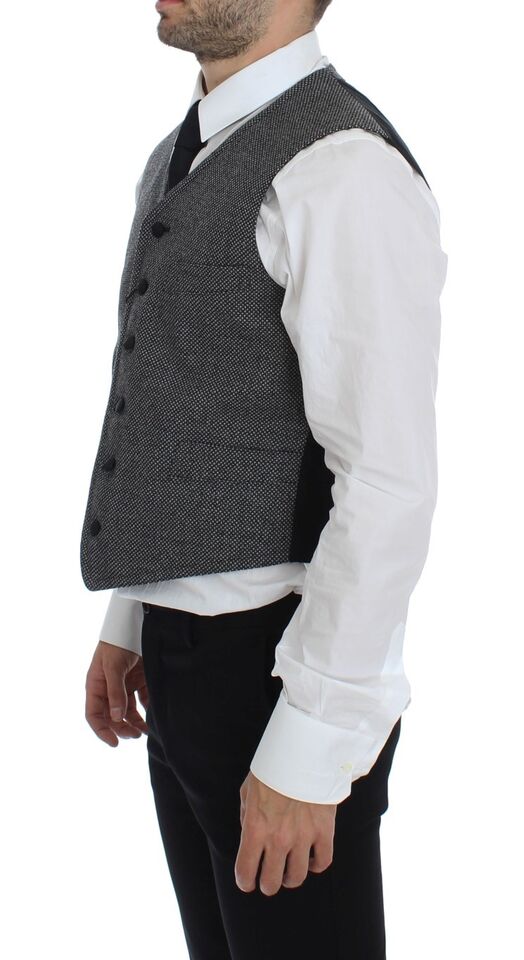 Dolce & Gabbana Graue Logo-Weste aus Baumwollmischung Gilet Weste