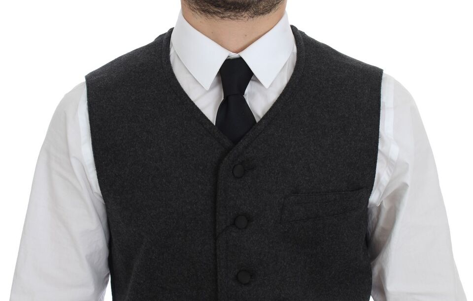 Dolce & Gabbana Graue Logo-Weste aus Wollmischung Weste