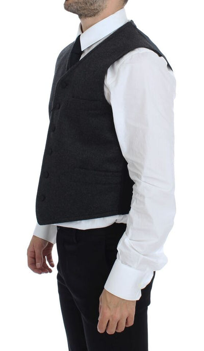 Dolce & Gabbana Graue Logo-Weste aus Wollmischung Weste