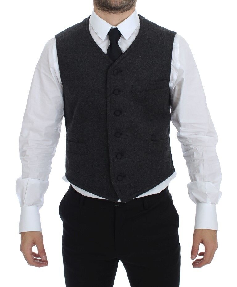 Dolce & Gabbana Graue Logo-Weste aus Wollmischung Weste