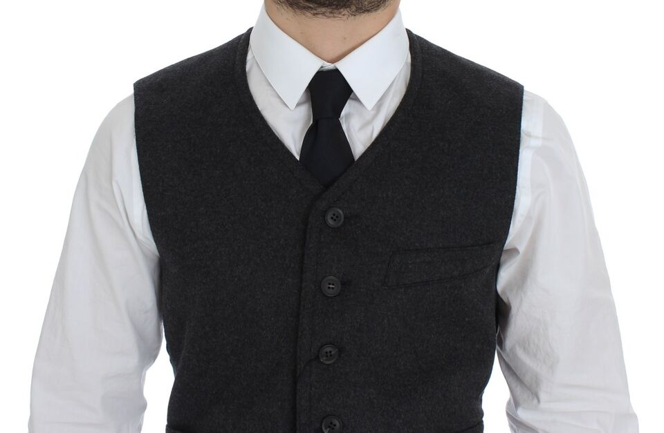 Dolce & Gabbana Graue Wollmischung Weste Gilet Weste