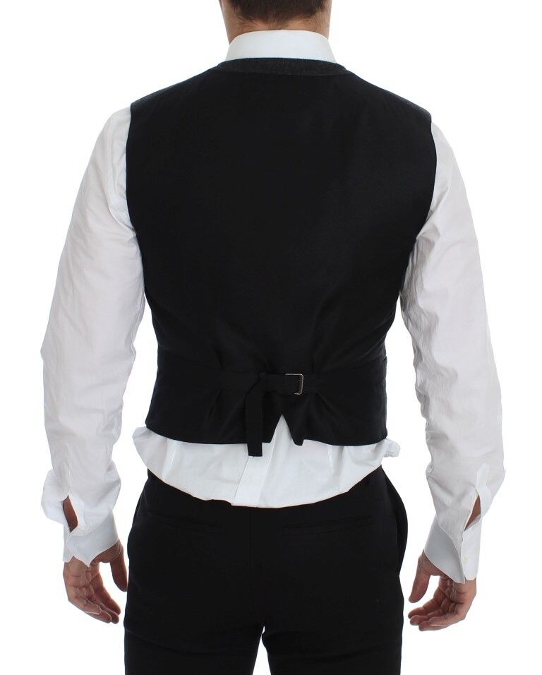 Dolce & Gabbana Graue Wollmischung Weste Gilet Weste