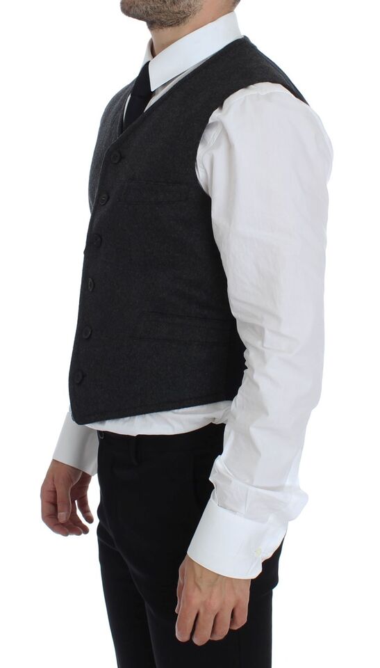 Dolce & Gabbana Graue Wollmischung Weste Gilet Weste