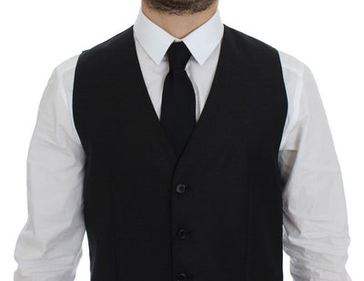 Dolce & Gabbana Graues Woll-Seiden-Kleid Weste Gilet