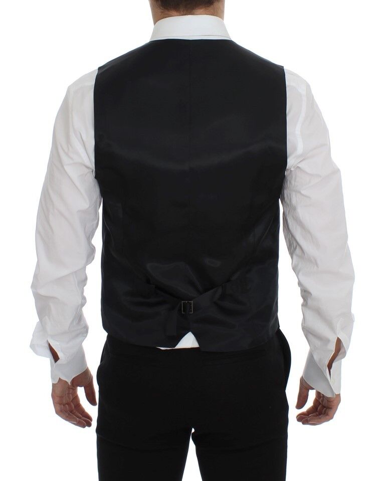 Dolce & Gabbana Graues Woll-Seiden-Kleid Weste Gilet