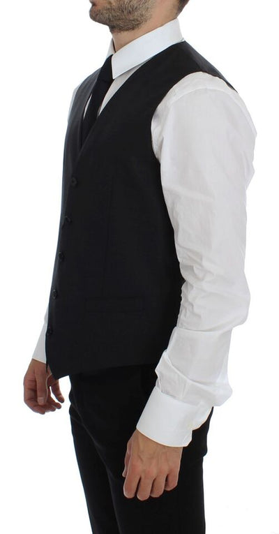 Dolce & Gabbana Graues Woll-Seiden-Kleid Weste Gilet