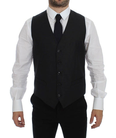 Dolce & Gabbana Graues Woll-Seiden-Kleid Weste Gilet