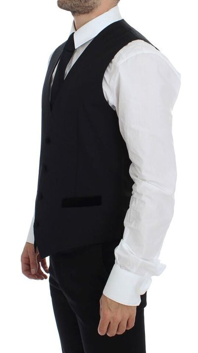 Dolce & Gabbana Schwarze Wolle Formal Dress Vest Gilet Weste