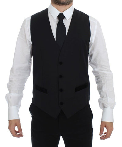 Dolce & Gabbana Schwarze Wolle Formal Dress Vest Gilet Weste