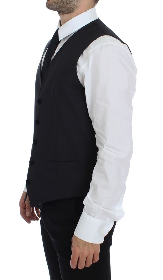 Dolce & Gabbana Graue Wolle Formal Dress Vest Gilet Weste