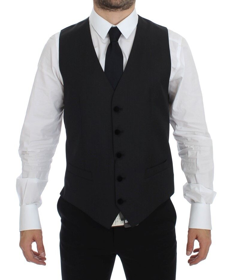 Dolce & Gabbana Graue Wolle Formal Dress Vest Gilet Weste