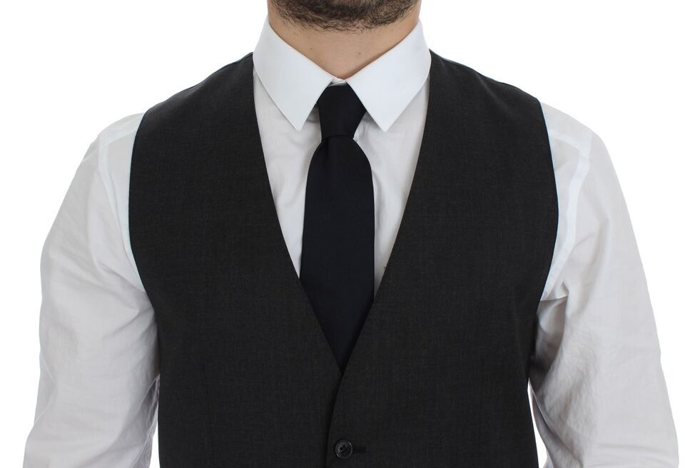 Dolce & Gabbana Graue Wolle Formal Dress Vest Gilet Weste