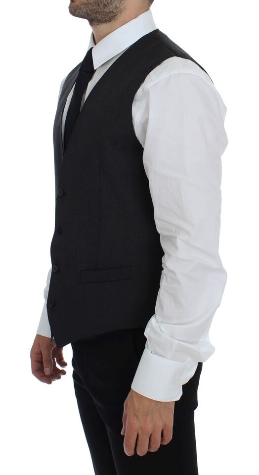 Dolce & Gabbana Graue Wolle Formal Dress Vest Gilet Weste