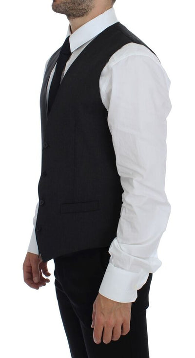 Dolce & Gabbana Graue Wolle Formal Dress Vest Gilet Weste