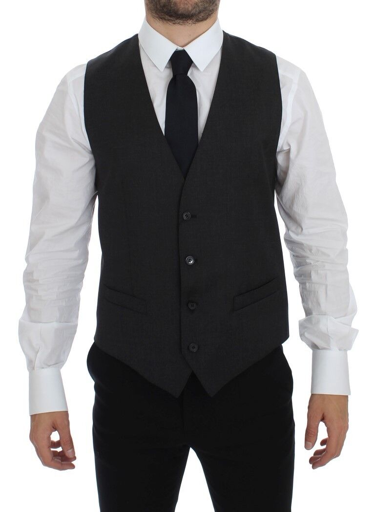 Dolce & Gabbana Graue Wolle Formal Dress Vest Gilet Weste