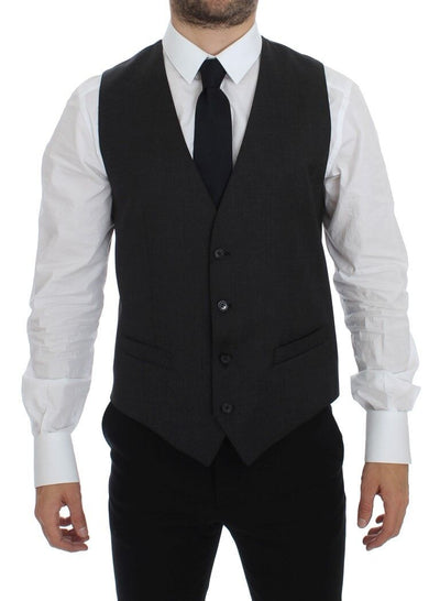 Dolce & Gabbana Graue Wolle Formal Dress Vest Gilet Weste