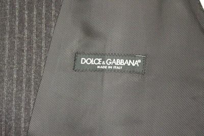 Dolce & Gabbana Graue gestreifte einreihige Wollweste