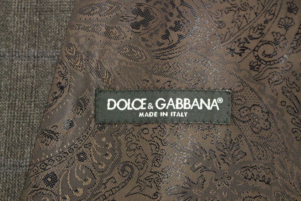 Dolce & Gabbana Braun karierte einreihige Wollweste