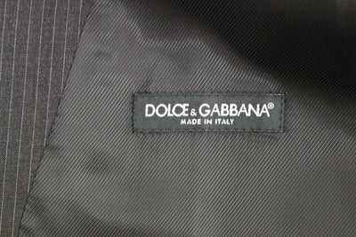 Dolce & Gabbana Graue gestreifte einreihige Wollweste