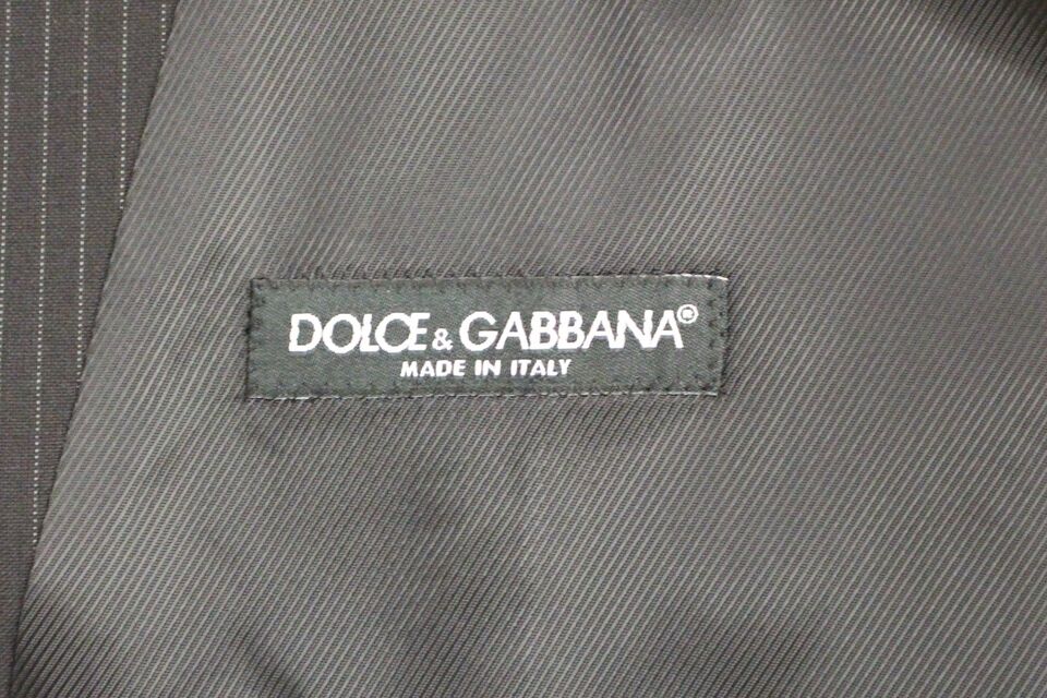 Dolce & Gabbana Schwarz gestreifte einreihige Wollweste