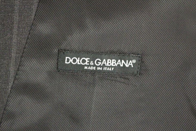 Dolce & Gabbana Grau gestreifte Woll-Logo-Weste Gilet Weste