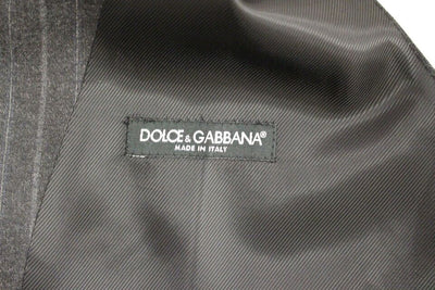 Dolce & Gabbana Grau gestreifte Woll-Logo-Weste Gilet Weste