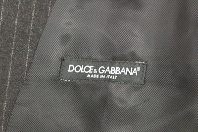 Dolce & Gabbana Graue gestreifte Wollweste Logo-Weste Gilet-Westen