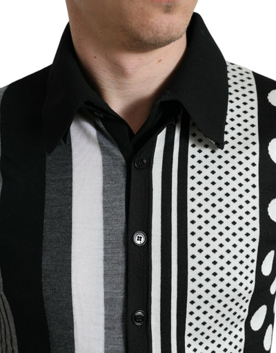 Dolce & Gabbana Schwarz Weiß Pullover Strickjacke Polo Pullover