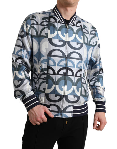 Dolce & Gabbana Mehrfarbige Bomber-Blouson-Jacke mit Logodruck