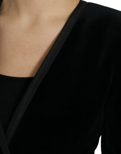 Dolce & Gabbana Zweireihige Jacke aus schwarzem Baumwollsamt